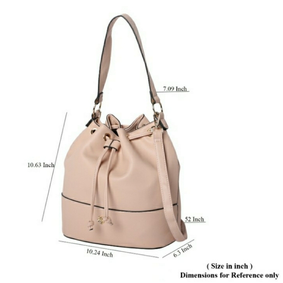 🆕Pink Faux Leather Bucket Bag with Shoulder Strap - Picture 6 of 6